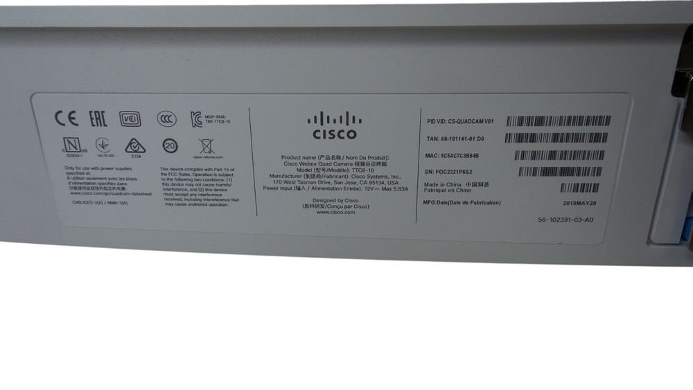 Cisco Webex TTC8-10 Quad Camera Conference - Free Shipping