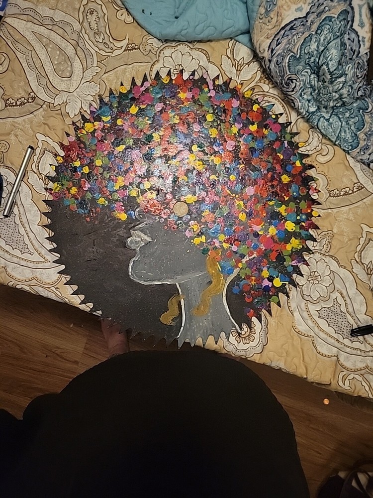Hand Painted Saw Blade African Art