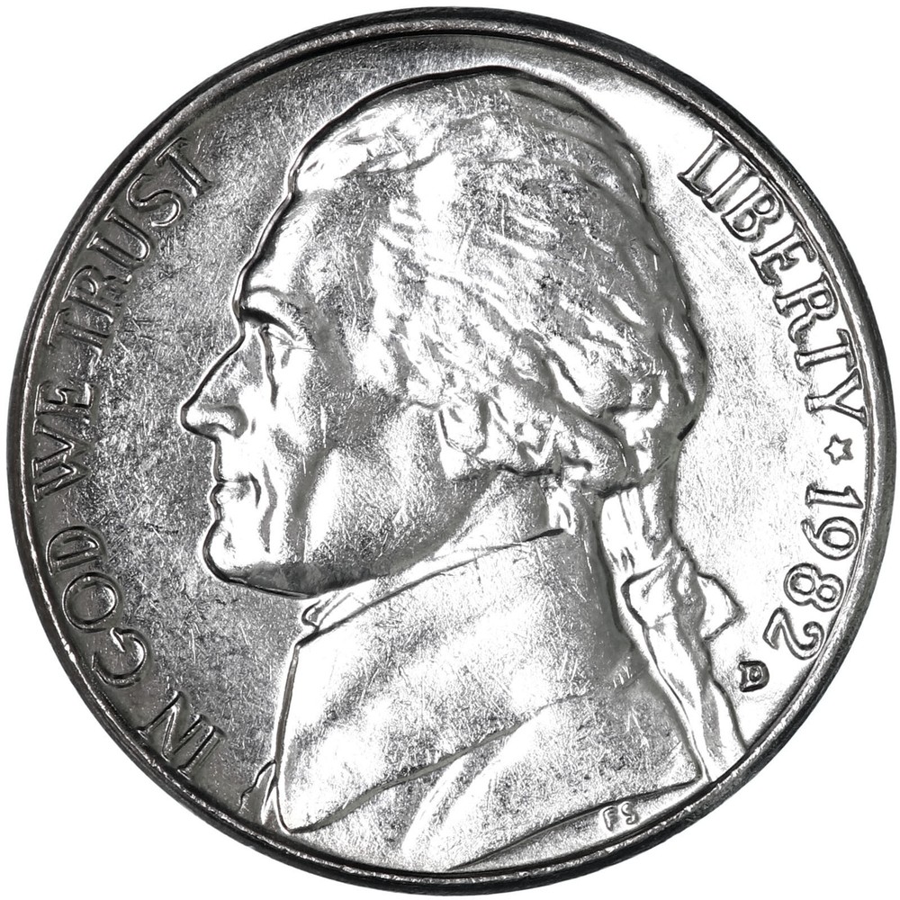 1982 P D Jefferson Nickel BU 2 Coin Year Set