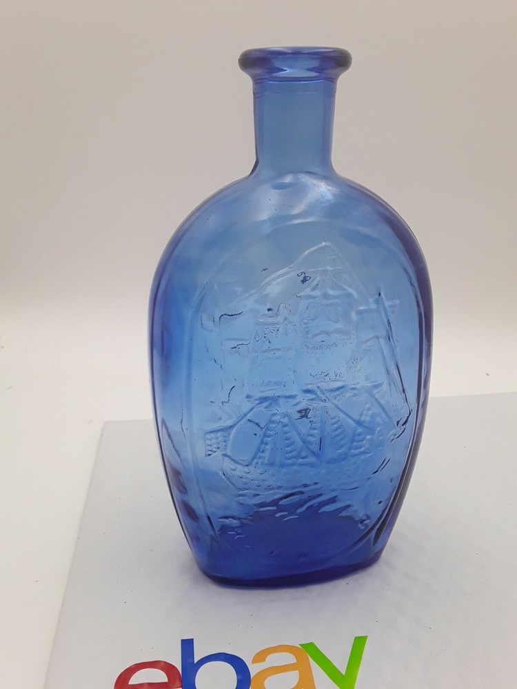 Vintage Cobalt BLUE  Franklin Ship Eagle “TWD  Bottle