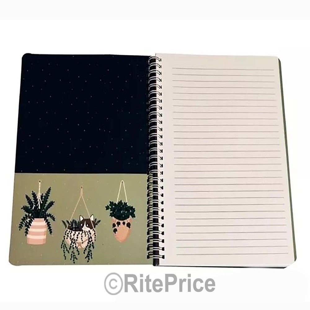 Molly & Rex Spiral Notebook, Cat Pattern (3 Pack), College Ruled with Folder-New