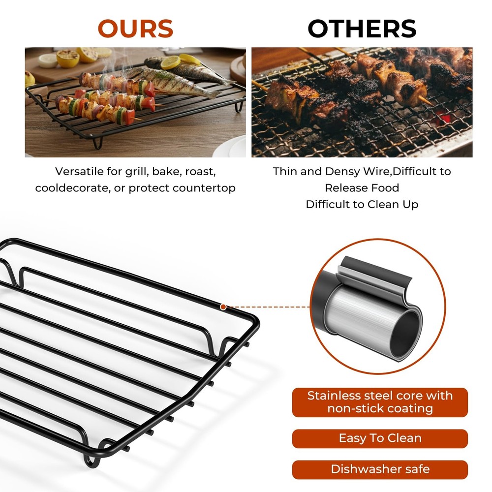 TreeLen Roasting Rack for Pan,Baking Cooking, 10*8'', Black