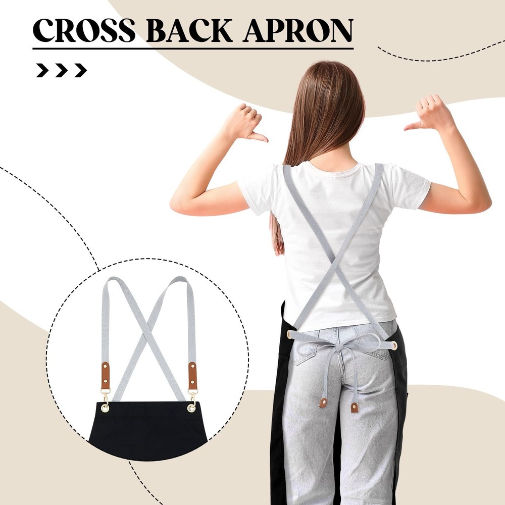 Crossback Pottery Apron Split Leg with Large Pocket Canvas Apron with Adjusta...