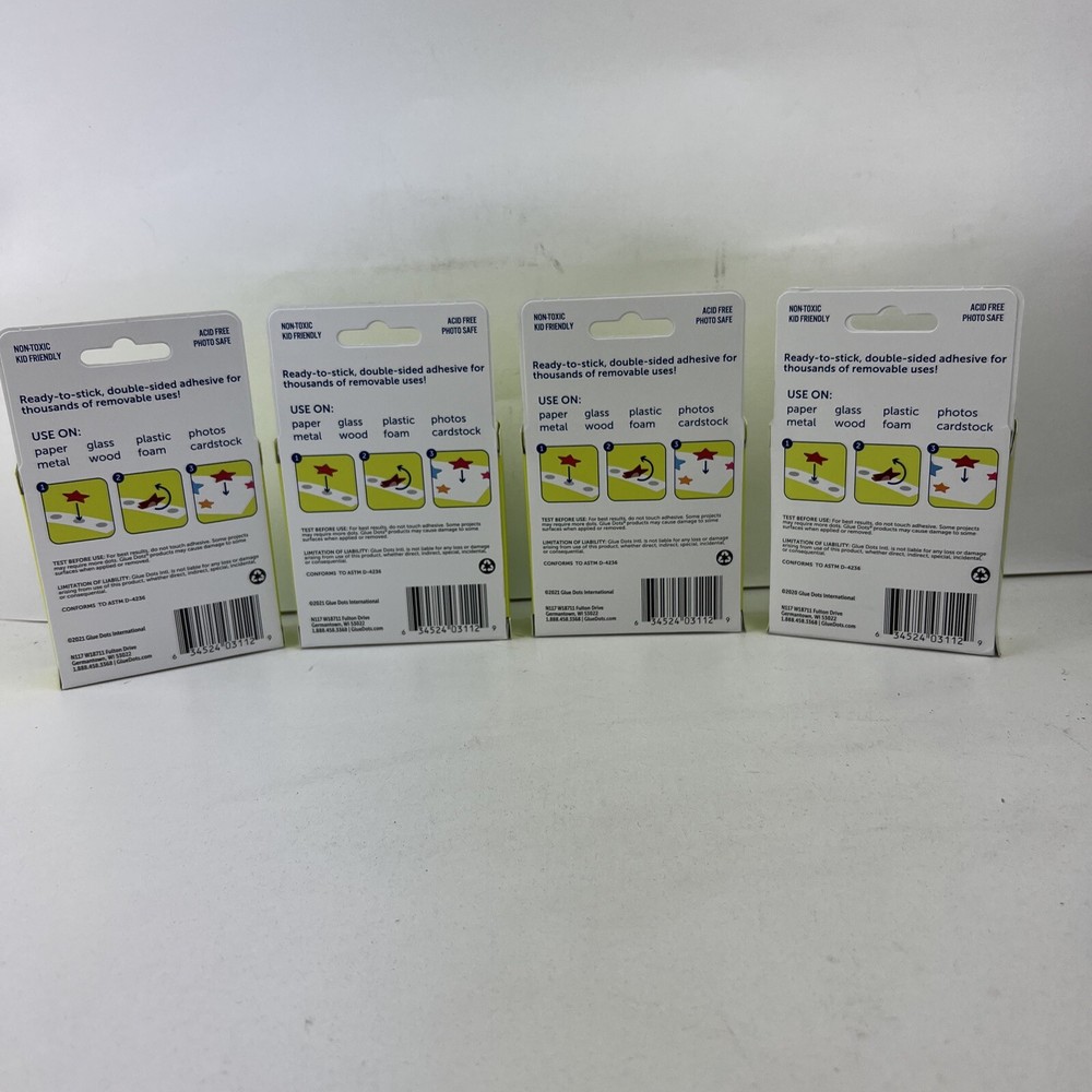 4 Pack Removable Glue Dots 200 Each - 800 Total