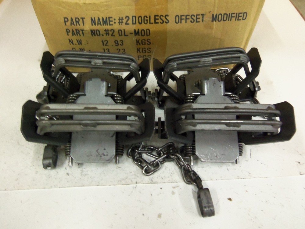 4 Bridger # 2 Dogless Offset Jaw MODIFIED Coil Spring Traps Trapping 6 1/4"