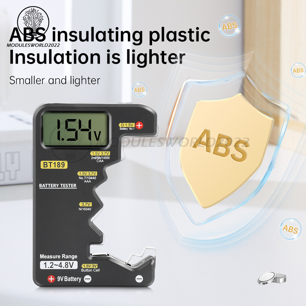 Digital Battery Tester Checker Electricity Indicator Universal AA, AAA 9V Button