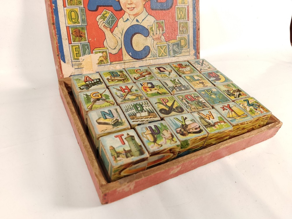 Antique rattle puzzle block game C1900