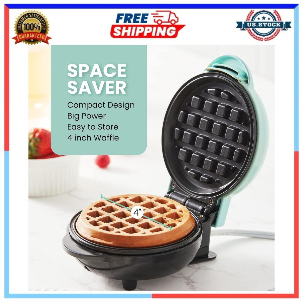 Mini Electric Waffle Maker 5” Nonstick – Compact Breakfast Cooker