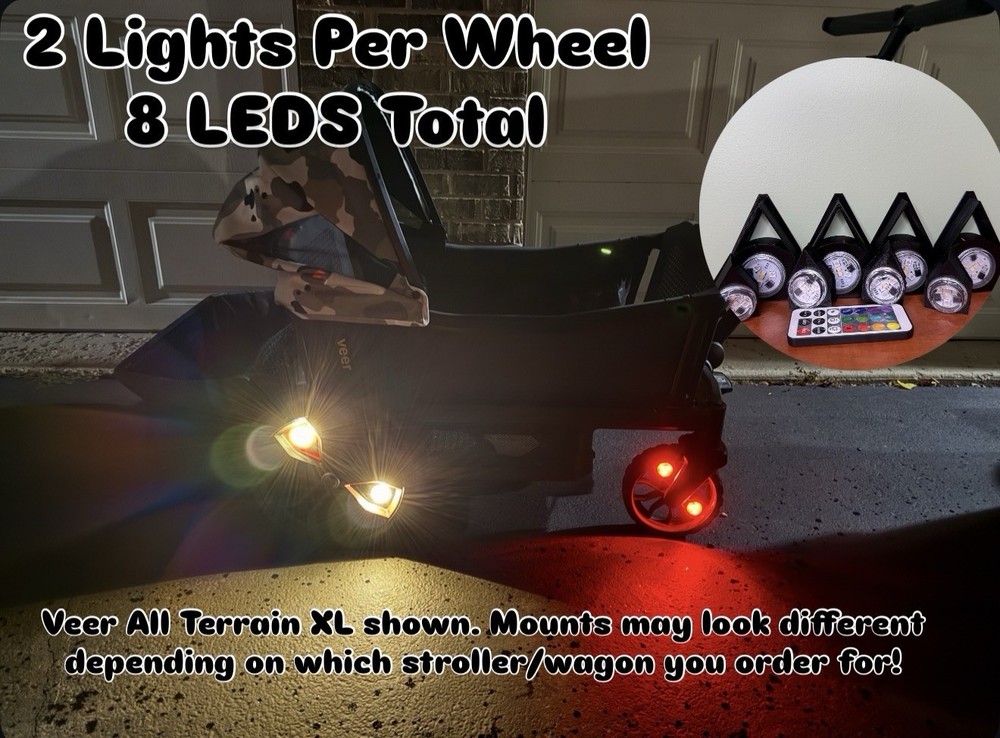 LED Wheel Lights for VEER SWITCH&ROLL STROLLER, Remote, Waterproff, Easy Install