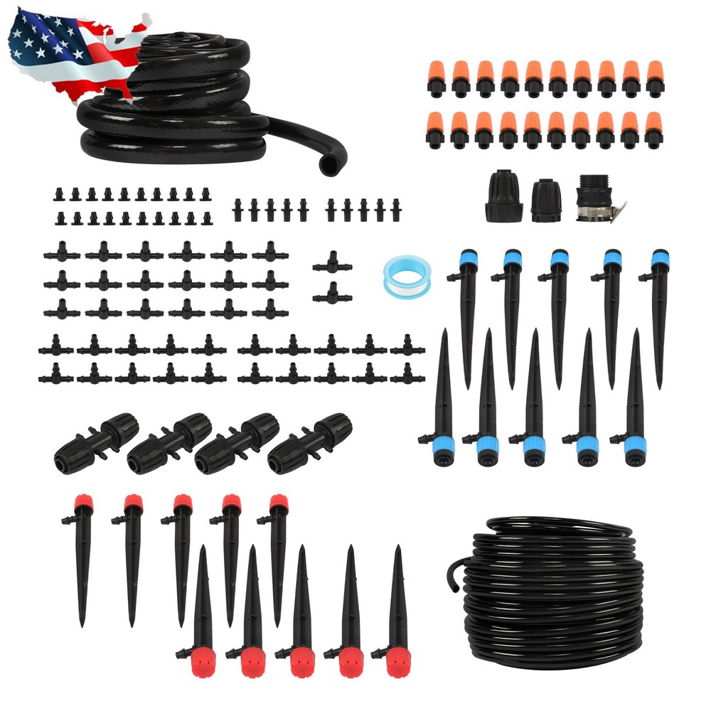 226FT Automatic Irrigation System With Tubing Hose Adjustable Nozzle Micro Drip