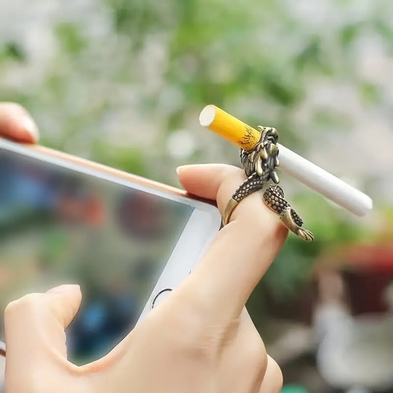 Vintage Dragon Cigarette Ring Holder - Unique Smoking Accessory
