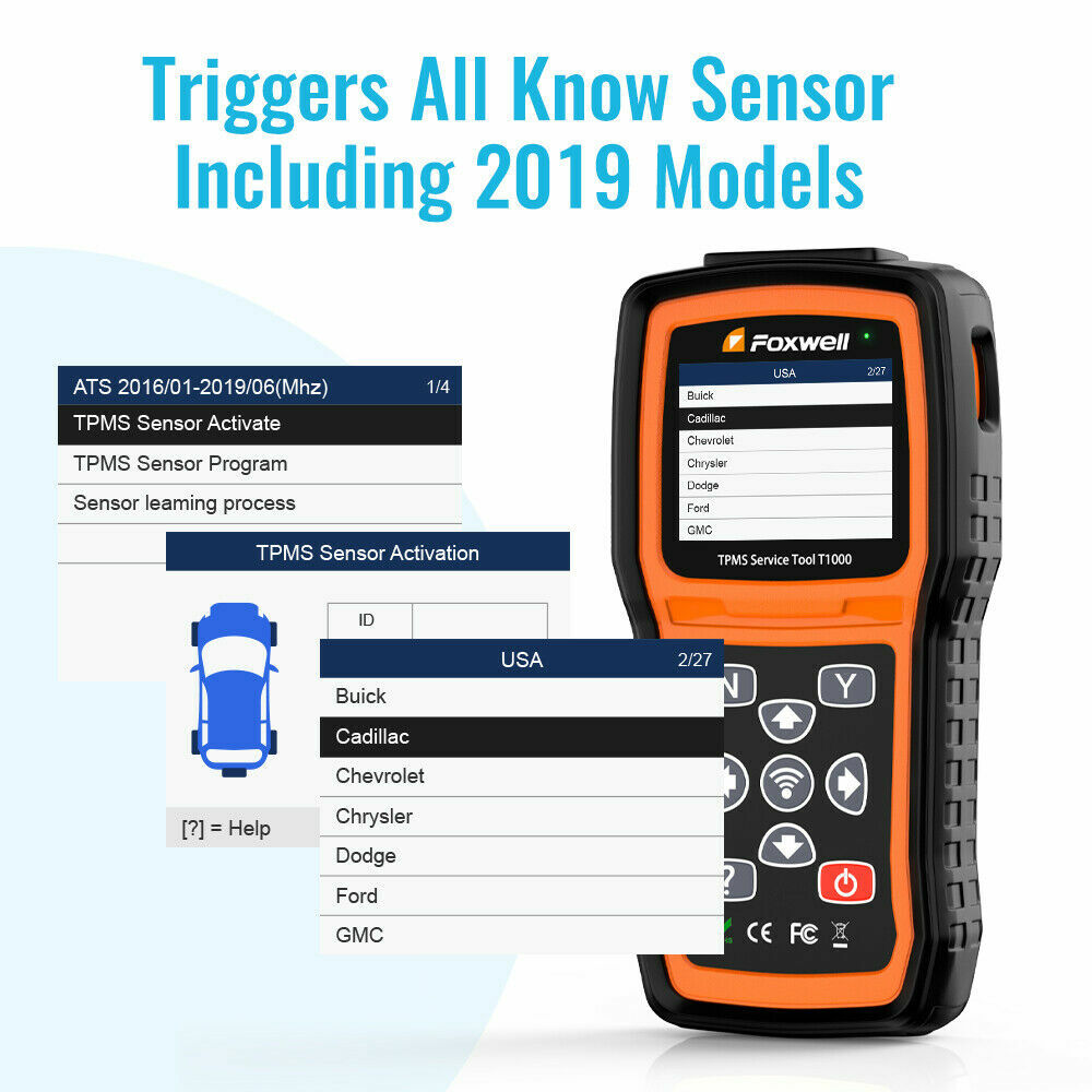 Foxwell T1000 TPMS Programming Activate Sensors Check RF Key FOB Tester Detector