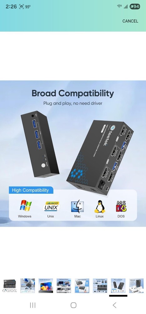 8K HDMI KVM Switch 2 Monitors 2 Computers, 8K@60Hz Dual KVM Switch for 2...