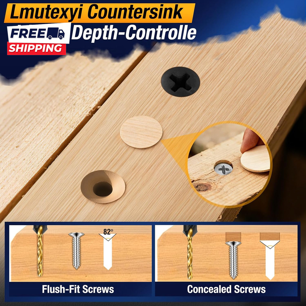 Countersink Drill Bit Set 11Pcs Countersink Drill Bits#4, #6, #8, #10, #12