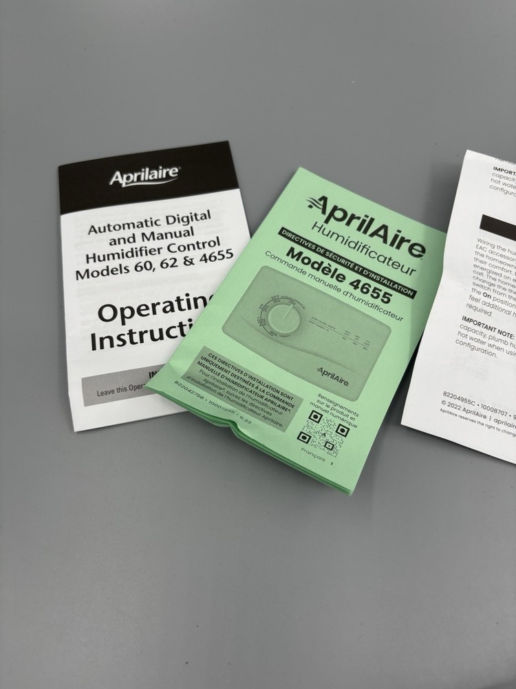 Aprilaire 4655 Manual Humidifier Control - White