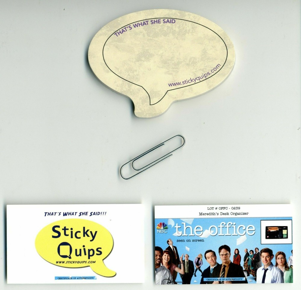 "The Office" used prop Paper Clip plus Sticky Quips Speech Bubble/Balloon!!!