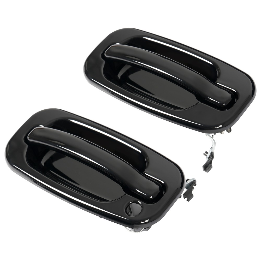 2Pc Front Outer Door Handle Set For 1999-2007 Chevy Silverado 1500 Glossy Black