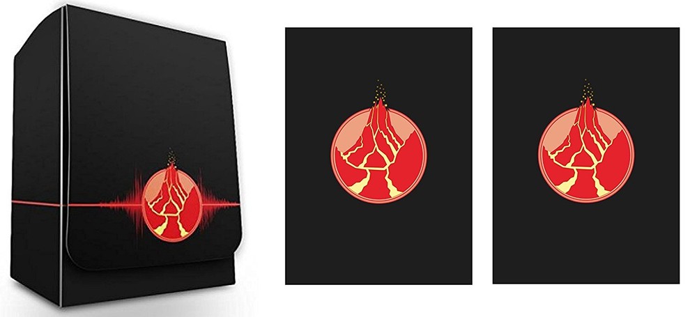 100 Double Matte Mat Sleeves Deck Protector Iconic Red Fire - Deck Box for MTG