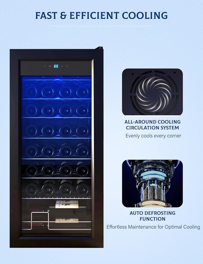 Wine Fridge, Compressor Wine Cooler Refrigerator, Beverage and Wine Refrigerator