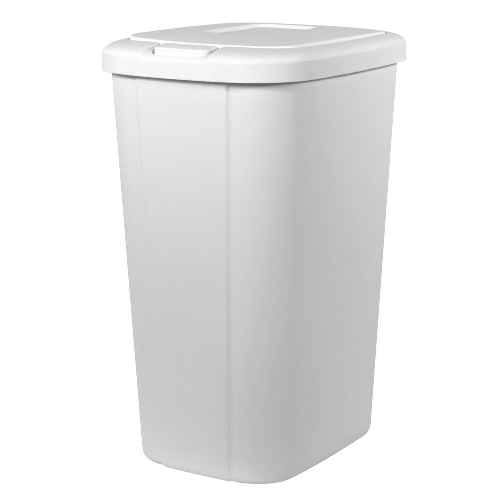 Hefty 13.3 Gal Plastic Touch Top Trash Can Push Button Lid Black