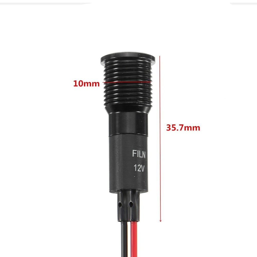 8 - 16 mm LED Dash Panel Warning Pilot Light Indicator Lamp Black Car Boat 12V