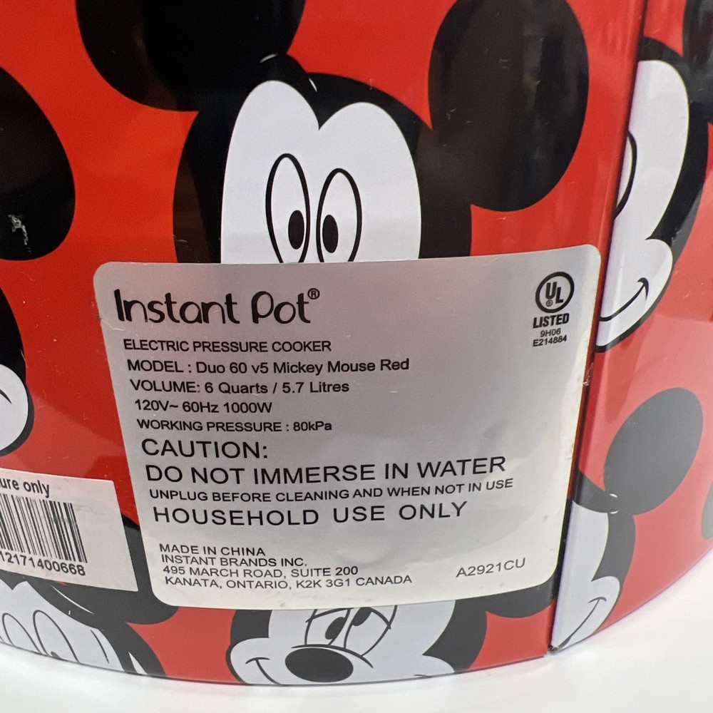 Instant Pot Duo 60 v5 Mickey Mouse Red Shell Replacement Fast Shipping