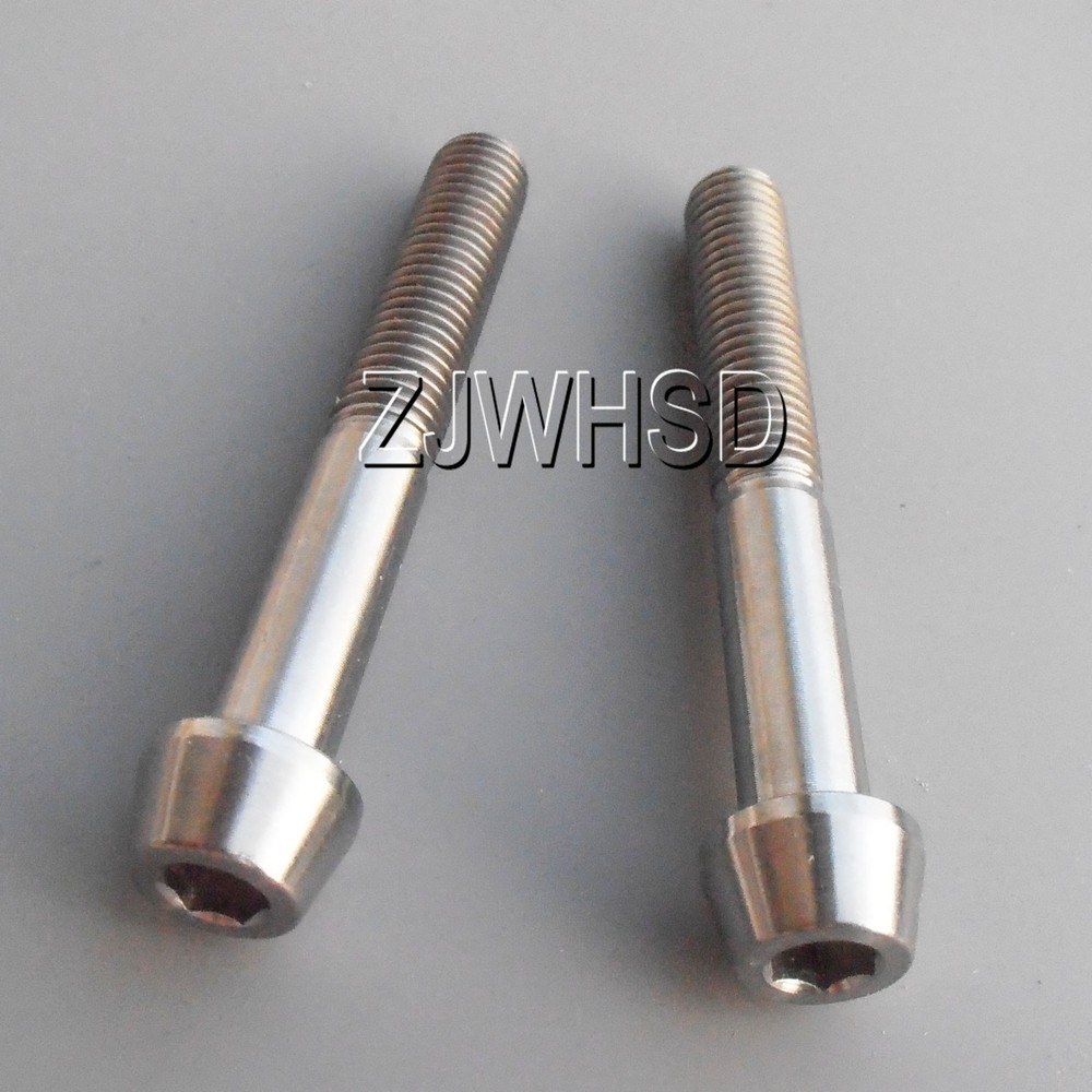 2pcs M7x50 Titanium Ti Screw Bolt Allen Hex Taper Socket Cap Head/AerospaceGrade