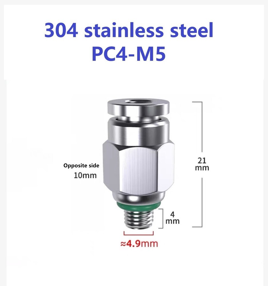 304SS air pipe, pneumatic threaded quick connector 4mm* 1/8＂- 16mm* 3/4＂