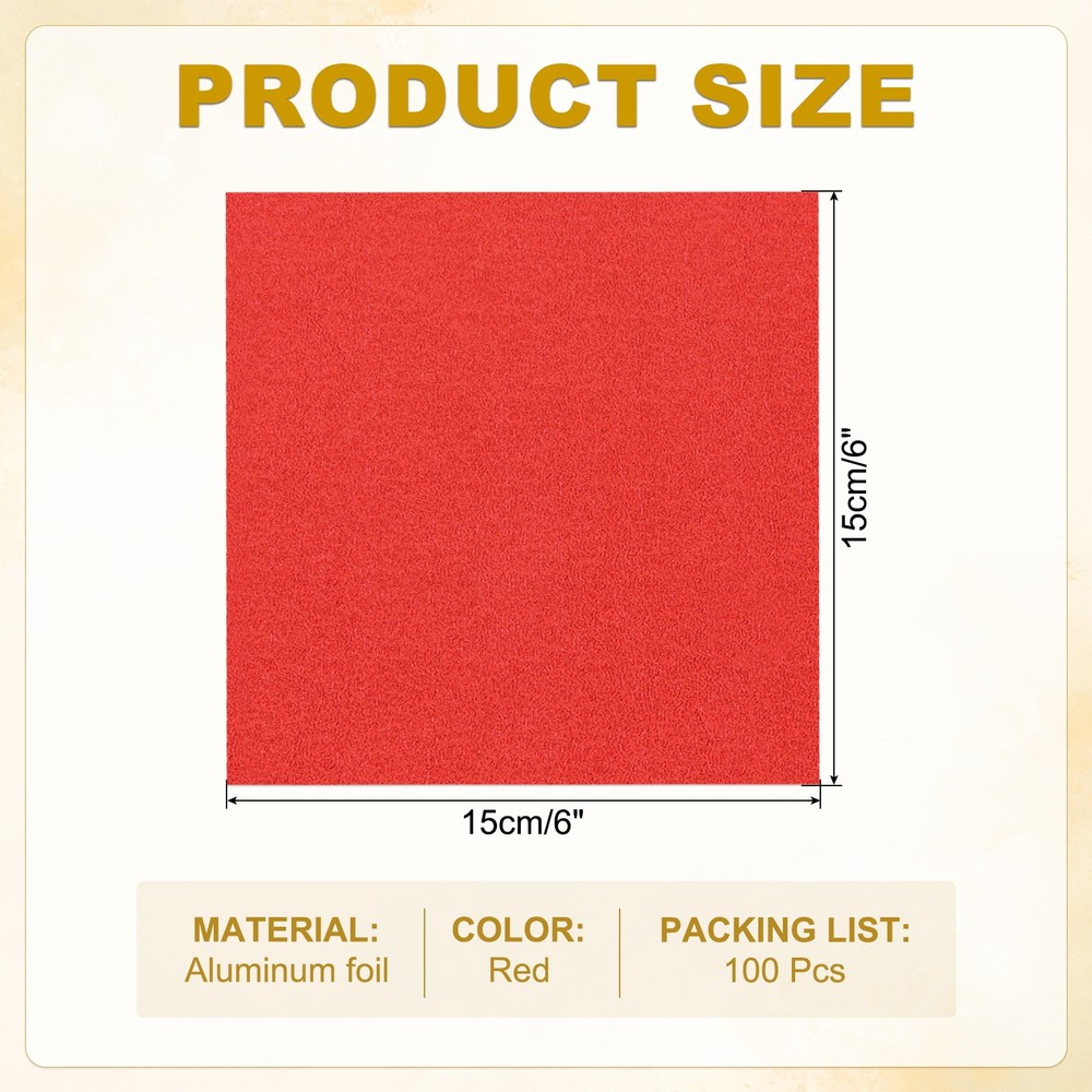 Foil Candy Wrappers 6x6 Inch, 100 Pcs Red Orange Pattern Paper for Candy