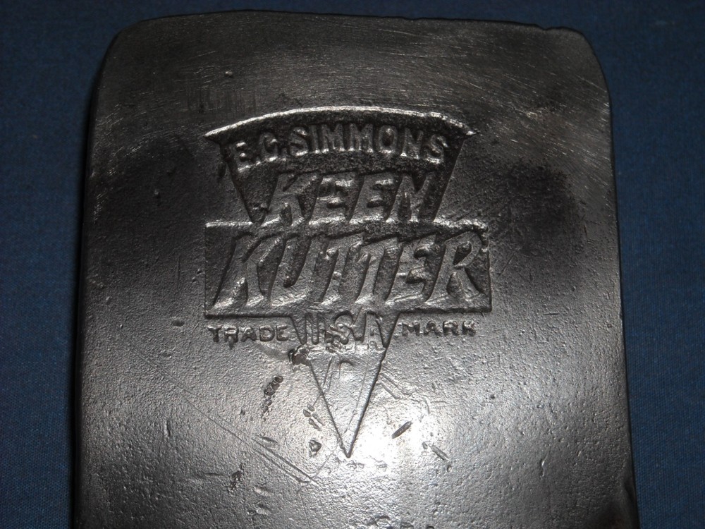 Keen Kutter EC Simmons Hardware Vintage Single Bit Axe Head Etched Embossed Logo