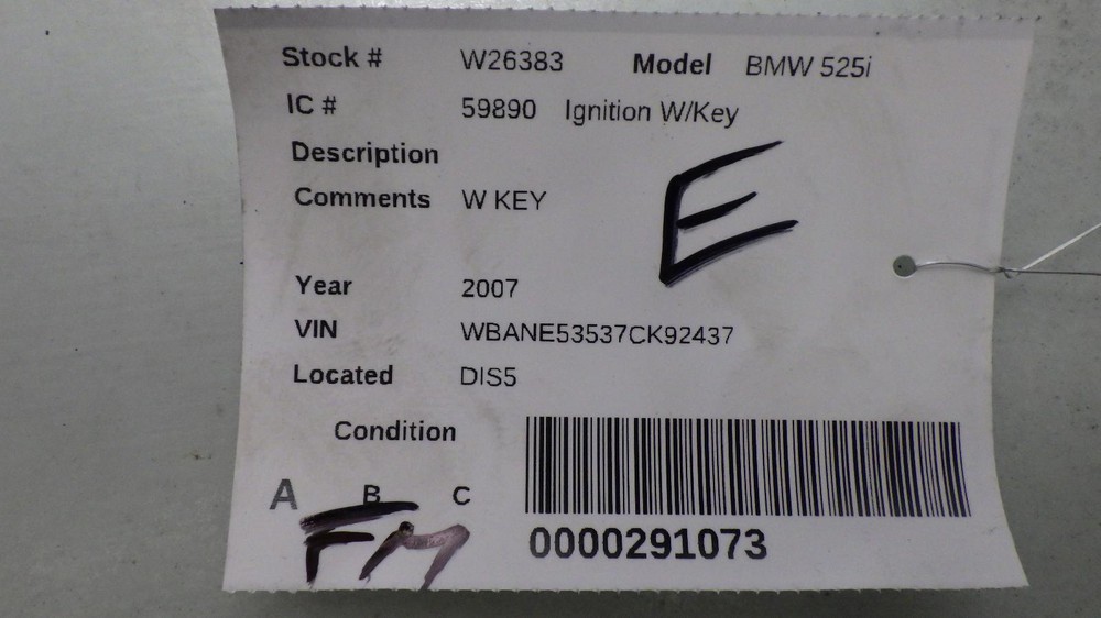 07 BMW 525i Ignition W/Key