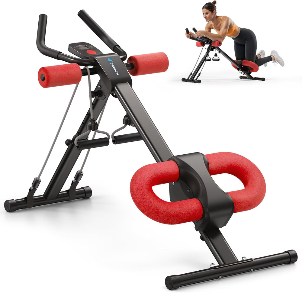 Adjustable Ab Machine for Home Gym, Foldable Ab Trainer with Knee Protection