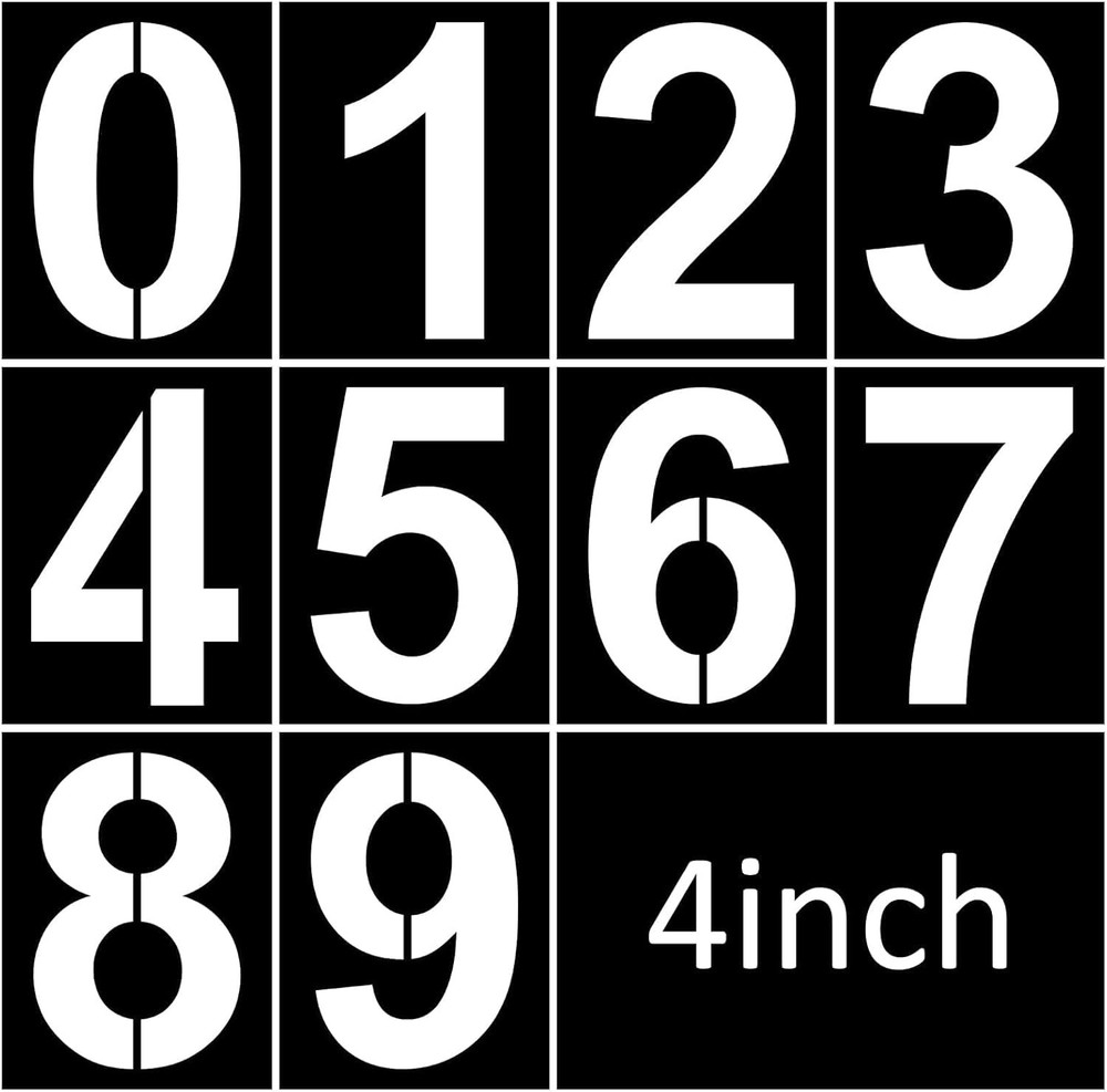 4-Inch Reusable Plastic Number Stencils for Creative DIY Projects
