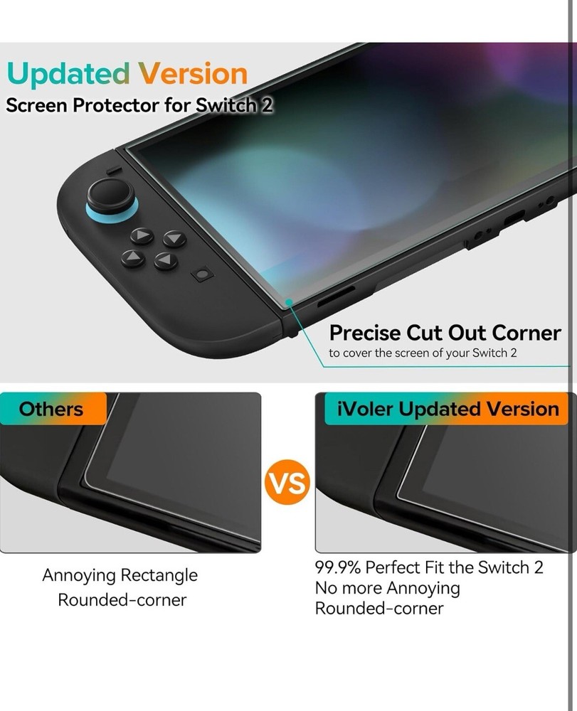 3-Pack Screen Protector Tempered Glass for Nintendo Switch