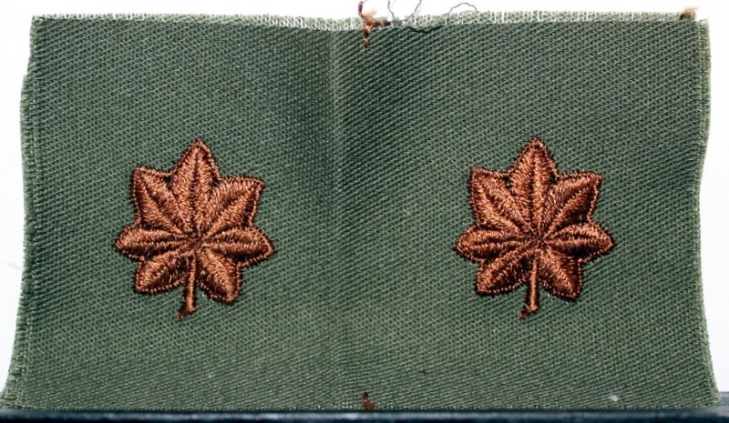 US Army Major MAJ Pair Olive Drab Green Fatigue Rank Insignia Patch Pair