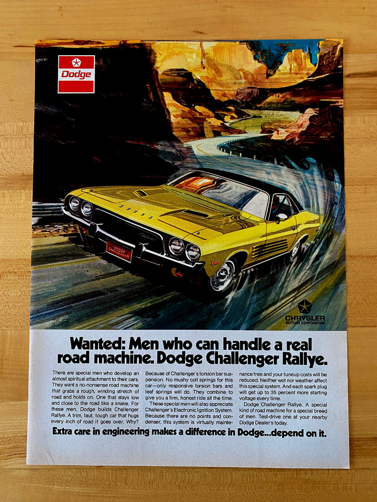 1972 Original Print Ad Dodge Challenger Rallye!