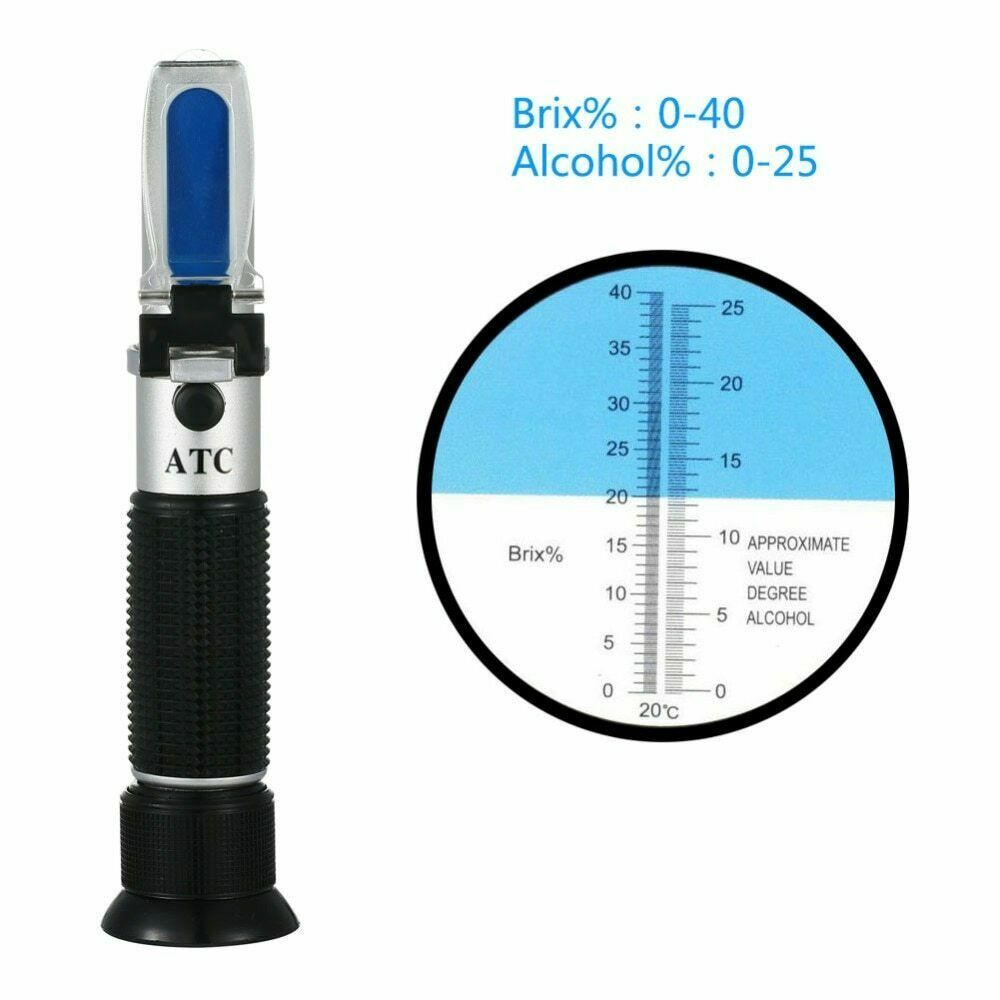 Wine Refractometer 0~25% Alcohol 0~40% Brix Grape Wine Sugar Meter Alcoholometer