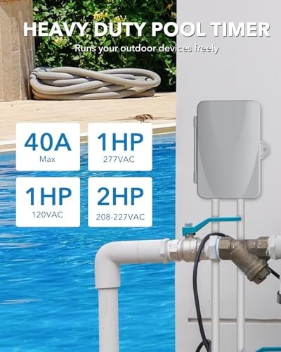 Heavy Duty 24-Hour Programmable Pool Pump Timer, Outdoor Mechanical Timer Box, 2