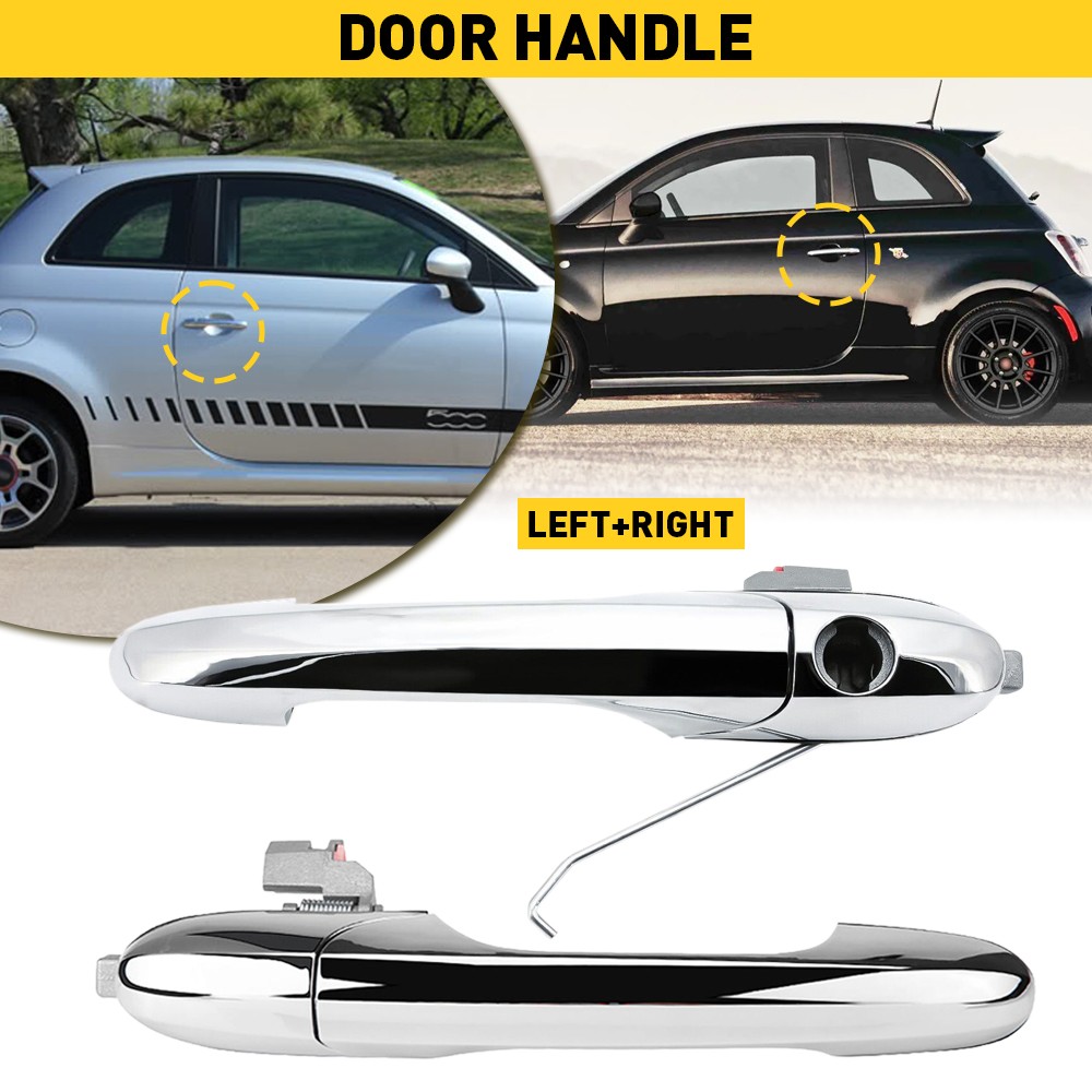 2x Outer Door Fit Handle For 2012-2017 Fiat 500 Left Front & Right Side Chrome