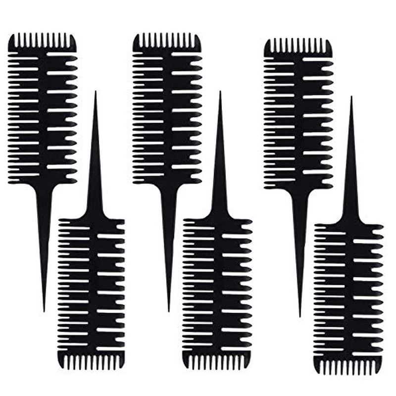 6 Pcs 3-Way Weaving & Sectioning Foiling Comb, Professional 3-Sided Highlighting