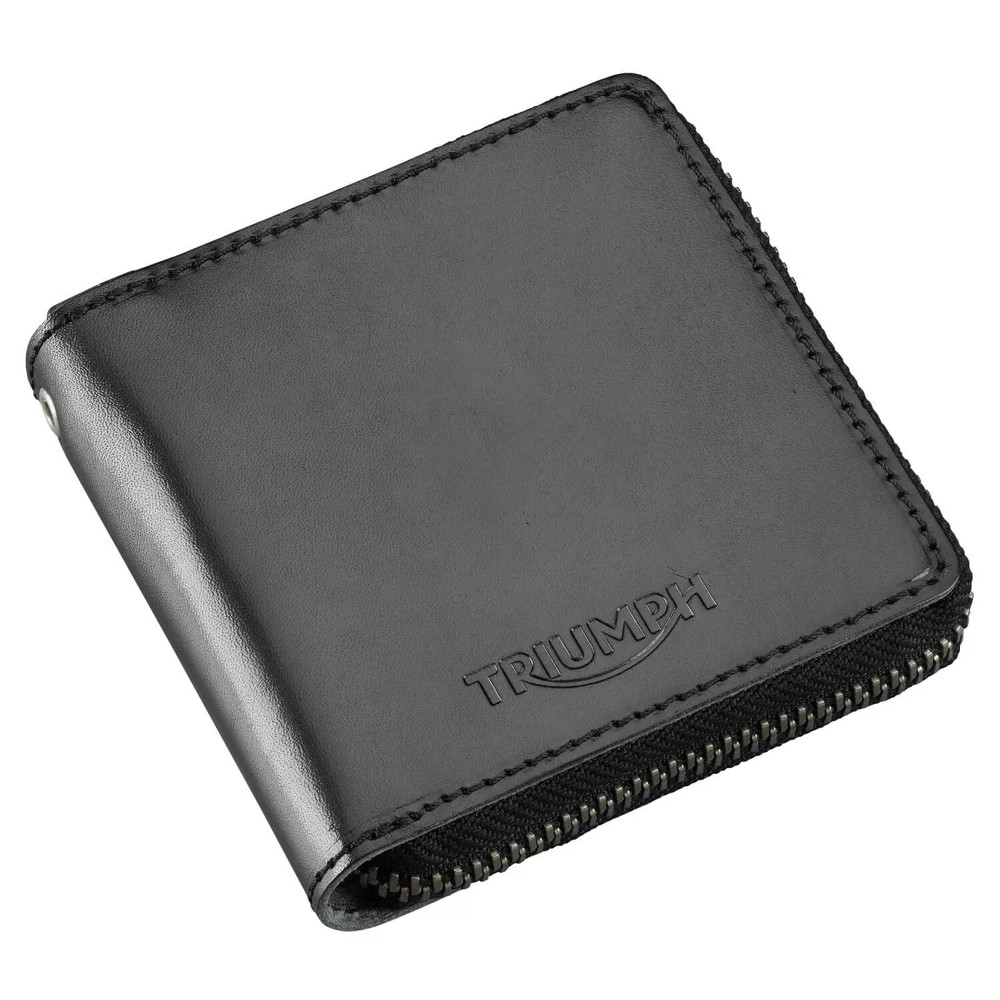 Triumph Square Zip Black Leather Wallet MACA25003