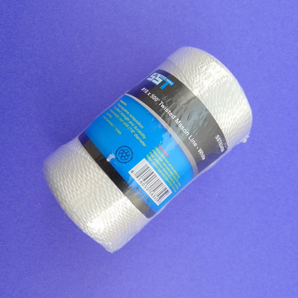 White String Twisted Mason Line Boundary Marker Multi Use Crafts #18 x 500'