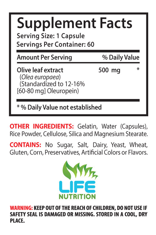 cholesterol support supplement, OLIVE LEAF EXTRACT 500mg, dietary supplement 2B