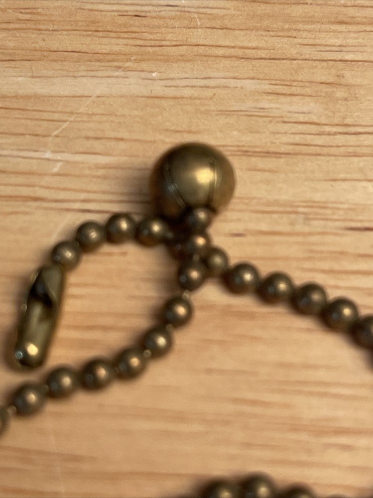 2 PCS Vintage Solid Brass 5/16”Ball with 6" Brass Pull Chain -brass Connector