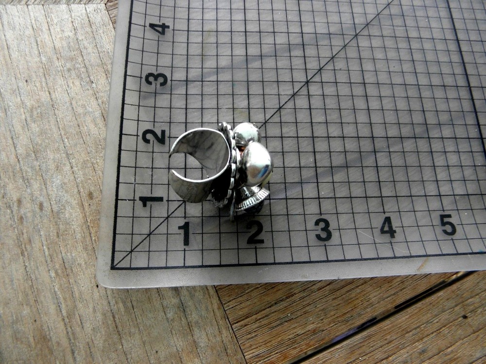 STAINLESS STEEL UNIQUE STUDIO ART HIGHLY EMBELLISHED LAYERED RING