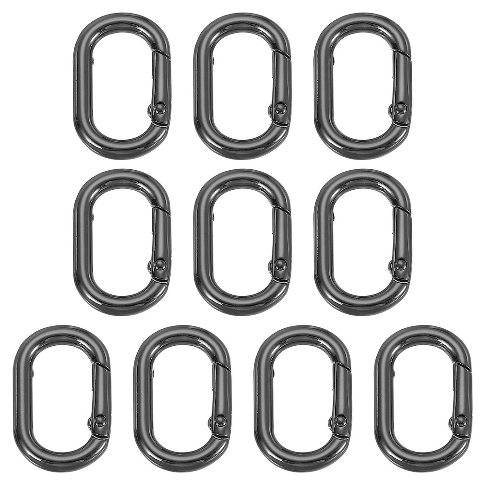 10 Pcs 30mm Oval Shaped Spring Snap Keychain Clip for Purses Black