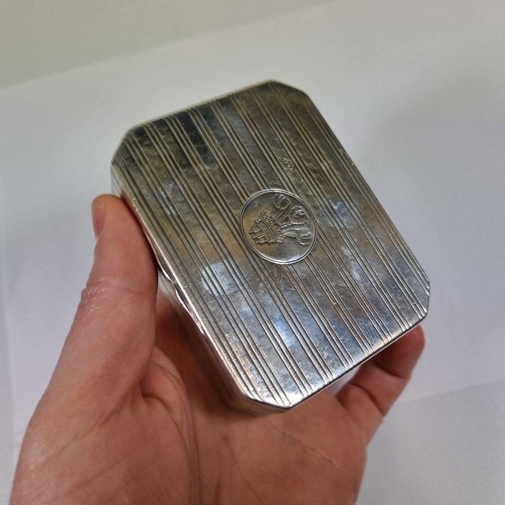 Antique Solid Silver Tein Compartment Pill Snuff Box 1917 Price Wales Feathers