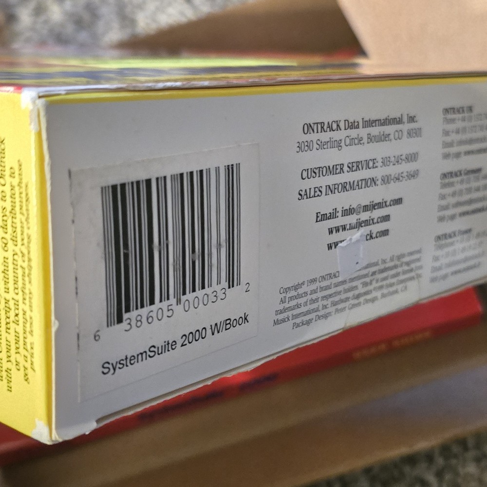 Ontrack SystemSuite 2000 Windows 98/95/2000 W/User Guide Big Box PC CD Rom/Disk