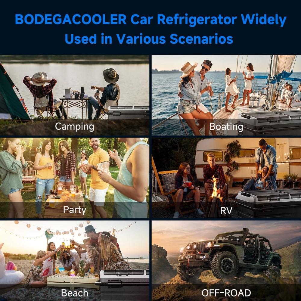 BODEGACOOLER 12 Volt Car Refrigerator, 100 Quart Portable Freezer, Car Fridge...