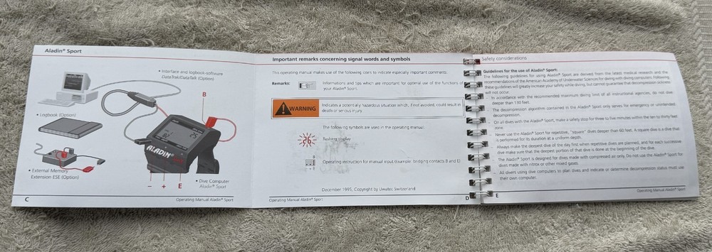 GENESIS REGULATOR /US MATRIX DIVE COMPUTER/OWNER MANUAL/SHERWOOD REGULATOR/CASE